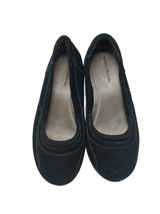 Skechers Shoes - Skechers Relaxed Fit Black Suede Slip-On Womens Flats Size 9 Comfort Shoes #7-9